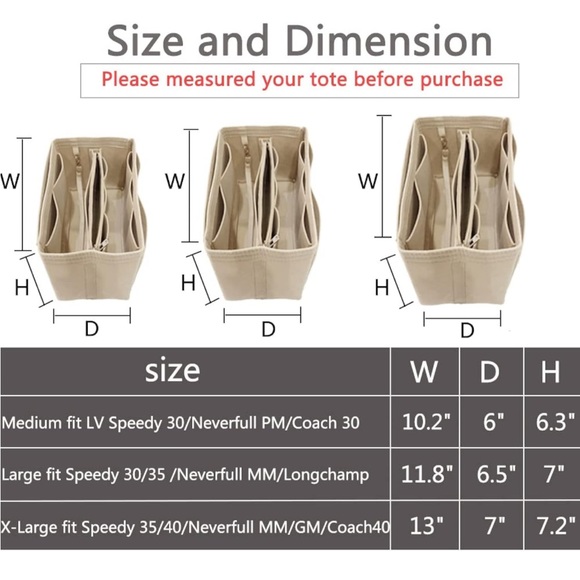 COPY - Purse Organizer Insert, Bag in Bag Felt Fabric Handbag Organizer - Picture 7 of 10